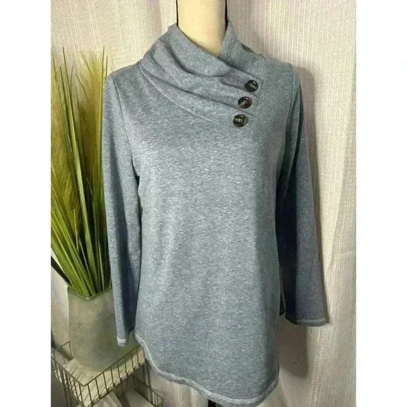 Soft Surroundings Women’s PS Button High Neck Workwear Long Sleeve Tunic Top - Picture 1 of 10
